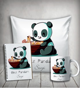 Kişiye Özel Obur Pandam Yastık & Kupa & Defter