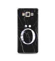 Samsung A7 (2015) Siyah Mermer Harf Tasarımlı Telefon Kılıfı Ö-Harfi 