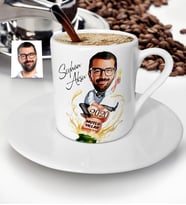 BK Gift Kişiye Özel Yılbaşı Temalı Bay Karikatürlü Türk Kahvesi Fincanı - 6