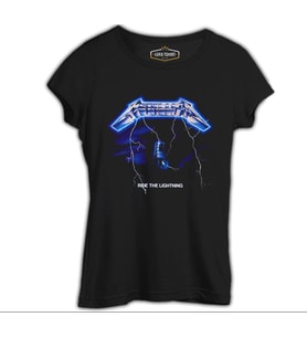 Metallica - Ride the Lightning Siyah Kadın Tshirt