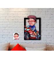 BK Gift Kişiye Özel Motorcu Çocuk Karikatürlü 3D Ahşap Tablo-1