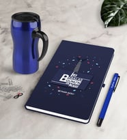 BK Gift Kişiye Özel İlk Babalar Günün Kutlu Olsun Lacivert Defter Kalem Termos Mug Seti-1 (Model 1)