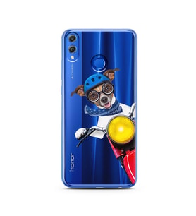 Motorcu Köpek Tasarımlı Süper Şeffaf Silikon Telefon Kılıfı Huawei Honor 8x