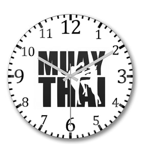 Muay Thai Duvar Saati Bombeli Gercek Cam