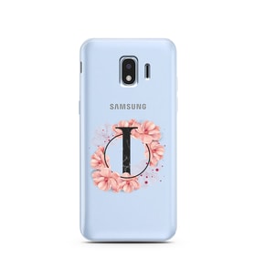 Pembe Çiçekli Harf Tasarım Süper Şeffaf Silikon Telefon Kılıfı Samsung J2 Pro (2