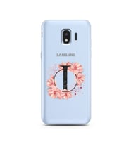 Pembe Çiçekli Harf Tasarım Süper Şeffaf Silikon Telefon Kılıfı Samsung J2 Pro (2