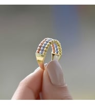 14 Ayar Altın Üç Sıra Dorikalı Yüzük