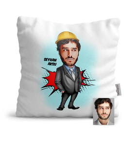 BK Gift Kişiye Özel Mühendis Karikatür  Yastık  1