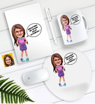 BK Gift Kişiye Özel Kolay Yetişmiyor Karikatürlü Defter Kalem Kupa Mouse Pad Seti-5 (Model 1)