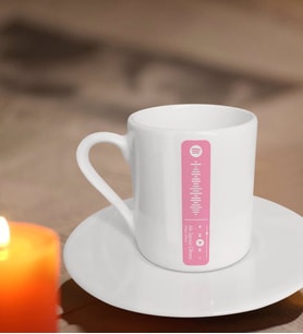 BK Gift Kişiye Özel Pembe Spotify Barkodlu Kahve Fincanı-1 (Beyaz)