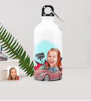 BK Gift Kişiye Özel Bayan Sürücü Karikatürlü Metal Suluk 500 Ml