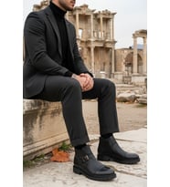 Muggo M1001 Su&soğuk Geçirmez Kürklü Garantili Unisex Kışlık Fermuarlı Bot Kauçuk Taban Sağlam (Siyah)