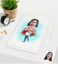 BK Gift Kişiye Özel Ev Hanımı Anne Karikatürlü Beyaz Defter Kalem Seti - 3