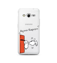 Snoopy Tasarımlı Süper Şeffaf Silikon Telefon Kılıfı Samsung Core 2