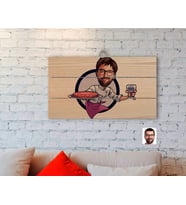 BK Gift Kişiye Özel Erkek Garson Karikatürlü Otantik Ahşap Palet Tablo-1