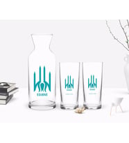 BK Gift Kişiye Özel Renkli Baskılı Edirne Tasarımlı Turistik İkili Rakı Bardağı ve Karaf Hediye Seti-1 (Model 1)