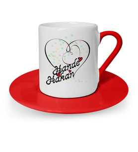 BK Gift Kişiye Özel Sevgililer Günü Temalı Kırmızı Türk Kahvesi Fincanı  11