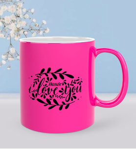 BK Gift Kişiye Özel Sevgili Tasarımlı Fosforlu Pembe Kupa Bardak - 99