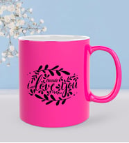 BK Gift Kişiye Özel Sevgili Tasarımlı Fosforlu Pembe Kupa Bardak - 99