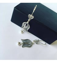 TELKARİ GÜMÜŞ LALE  OKSİTLİ SALLANTILI KÜPE
