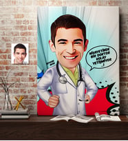 BK Gift Kişiye Özel Bay Doktor Karikatürlü Kanvas Tablo 70x100cm 1
