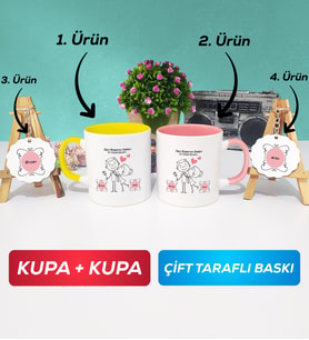 İkili Sarı Pembe Sen Başıma Gelen En Güzel Şeysin Sevgililer Günü Hediyesi Kupa Bardak Anahtarlık Hediye Seti