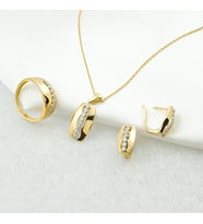 Favori Gold Taşlı Üçlü 14 Ayar Altın Mini Set