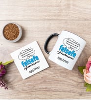 Felsefe Öğretmeni Siyah Kupa Bardak Ve Bardak Altlığı Seti