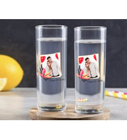 BK Gift Kişiye Özel Renkli Baskılı İsimli Fotoğraflı İkili Vodka Bardağı-27 (Beyaz)