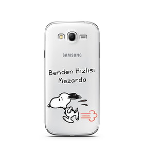 Snoopy Tasarımlı Süper Şeffaf Silikon Telefon Kılıfı Samsung Grand Neo