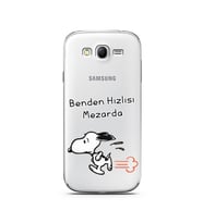Snoopy Tasarımlı Süper Şeffaf Silikon Telefon Kılıfı Samsung Grand Neo