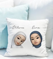 Emoji Kız Arkadaş Stiker Yastığı Kişiye Özel