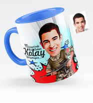BK Gift Kişiye Özel Bay Asker Karikatürlü Mavi Kupa Bardak  1
