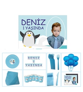 Mavili Penguen Parti Sepeti 20 Kişilik