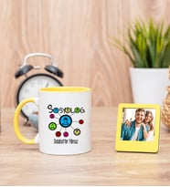 Sosyolog Sarı Kupa Bardak ve Sarı Mini Fotoğraf Çerçevesi