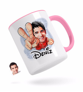 BK Gift Kişiye Özel Erkek Karikatürlü Pembe Kupa Bardak-33
