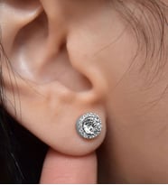 Papatya Silver 925 Ayar Gümüş Tek Taş Kadın Küpe (Gümüş)