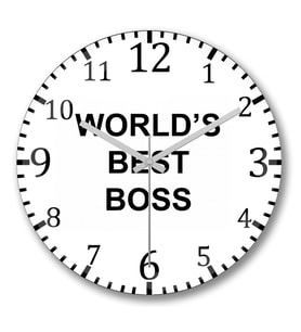 World's Best Boss Duvar Saati Bombeli Gercek Cam