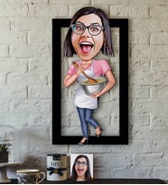 BK Gift Kişiye Özel Ev Hanımı Karikatürlü 3D Ahşap Tablo-3