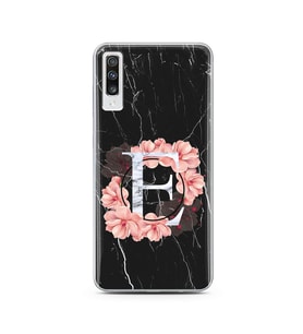Mermer Çiçekli Harf Tasarım Süper Şeffaf Silikon Telefon Kılıfı Samsung A70 E-Ha