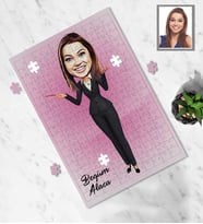 Kişiye Özel Öğretmen Tasarımlı Karikatür A3 130 Parça Puzzle Bayan-1