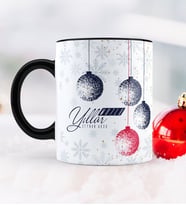 BK Gift Kişiye Özel Yılbaşı Mutlu Yıllar Temalı Siyah Kupa Bardak - 13