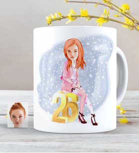 BK Gift Kişiye Özel Bayan Doğum Günü Karikatürlü Beyaz Kupa Bardak-10