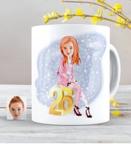 BK Gift Kişiye Özel Bayan Doğum Günü Karikatürlü Beyaz Kupa Bardak-10