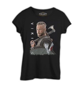 Vikings - Ragnar Axe Siyah Bayan Tshirt