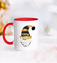 BK Gift Kişiye Özel Yılbaşı Mutlu Yıllar Kırmızı Kupa ve Kar Tanesi Kolye-8 (Model 1)