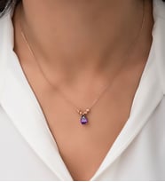 Papatya Silver Çift Dorica Toplu 925 Ayar Gümüş Ametist Damla Kolye