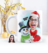 BK Gift Kişiye Özel Yılbaşı Temalı Bayan Karikatürlü Beyaz Kupa Bardak - 4