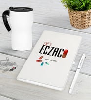 BK Gift Kişiye Özel Eczacı Beyaz Defter Kalem Termos Mug Seti-3 (Model 1)