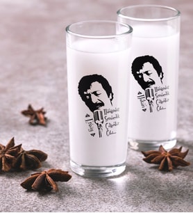 BK Gift Kişiye Özel Renkli Baskılı Çılgınlar Gibi İkili Rakı Bardağı Seti-1 (Beyaz)